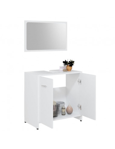 Set Mobili da Bagno Bianco in Legno Multistrato