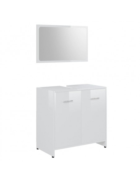 Set Mobili da Bagno Bianco Lucido in Legno Multistrato