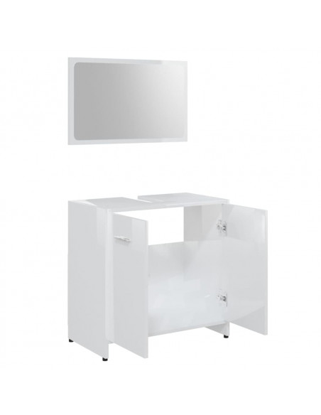 Set Mobili da Bagno Bianco Lucido in Legno Multistrato
