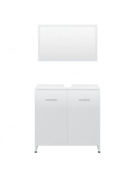 Set Mobili da Bagno Bianco Lucido in Legno Multistrato