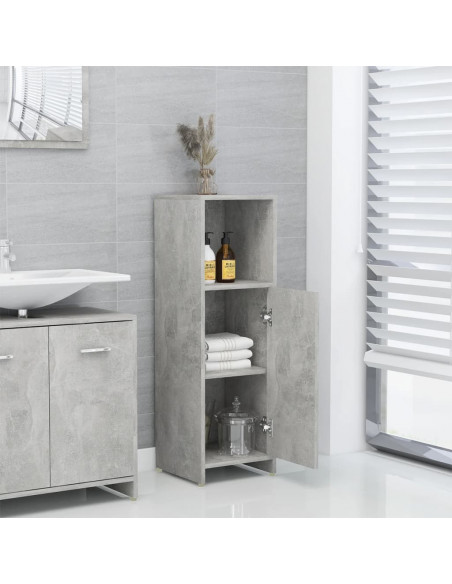 Mobile da Bagno Grigio Cemento 30x30x95 cm in Legno Multistrato