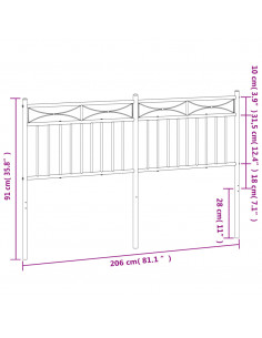 Testiera di Ricambio in Metallo Bianco 200 cm