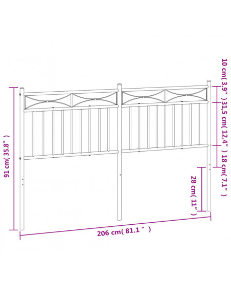 Testiera di Ricambio in Metallo Bianco 200 cm