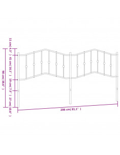 Testiera in Metallo Bianco 200 cm