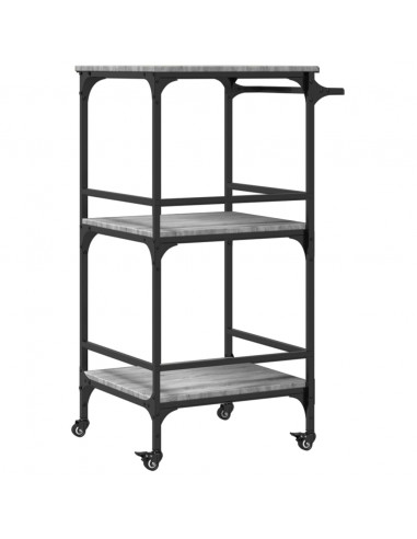 Carrello da Cucina Grigio Sonoma 60,5x50x105 cm