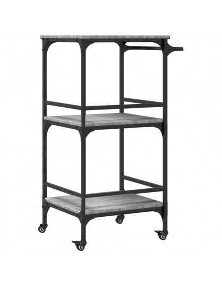 Carrello da Cucina Grigio Sonoma 60,5x50x105 cm