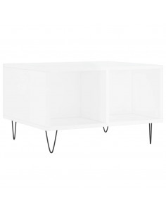 Tavolino Salotto Bianco Lucido 60x50x36,5 cm Legno Multistrato 2