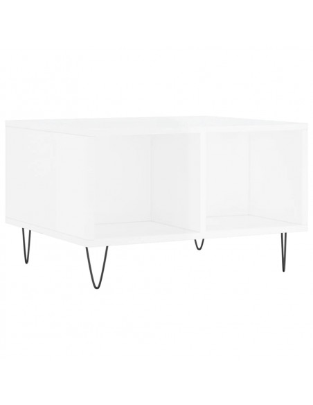Tavolino Salotto Bianco Lucido 60x50x36,5 cm Legno Multistrato