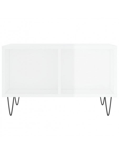 Tavolino Salotto Bianco Lucido 60x50x36,5 cm Legno Multistrato