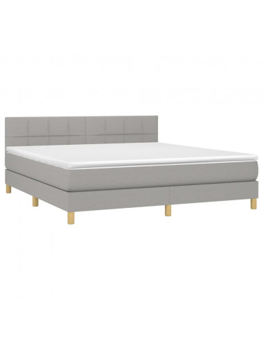 Letto a Molle Materasso e LED Grigio Chiaro 160x200 cm Tessuto