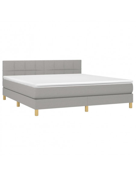 Letto a Molle Materasso e LED Grigio Chiaro 160x200 cm Tessuto