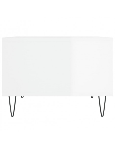 Tavolino Salotto Bianco Lucido 60x50x36,5 cm Legno Multistrato