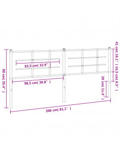 Testiera in Metallo Bianco 200 cm