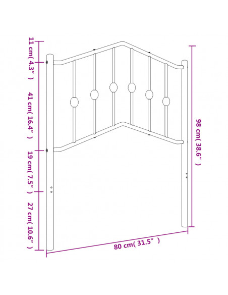Testiera di Ricambio in Metallo Bianco 75 cm