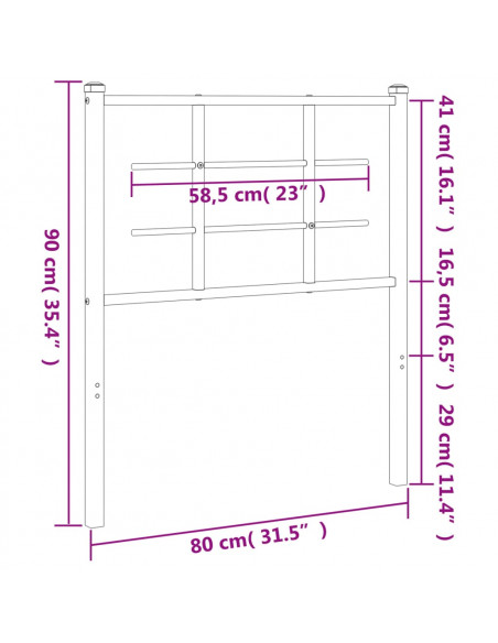 Testiera in Metallo Bianco 75 cm