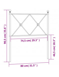 Testiera in Metallo Bianco 75 cm