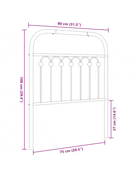 Testiera in Metallo Bianco 75 cm