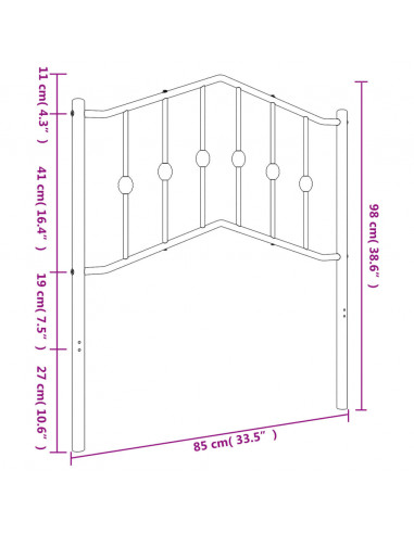 Testiera di Ricambio in Metallo Bianco 80 cm
