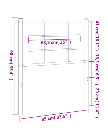 Testiera in Metallo Bianco 80 cm