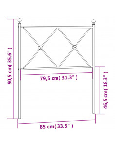 Testiera in Metallo Bianco 80 cm