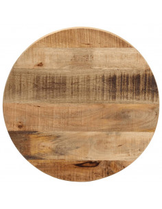 Piano per Tavolo Ø 50x2,5cm Rotondo Legno Massello Grezzo Mango 2