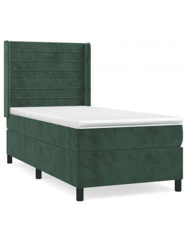 Giroletto a Molle con Materasso Verde Scuro 90x200 cm Velluto