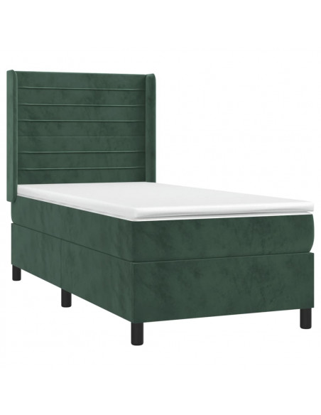Giroletto a Molle con Materasso Verde Scuro 90x200 cm Velluto