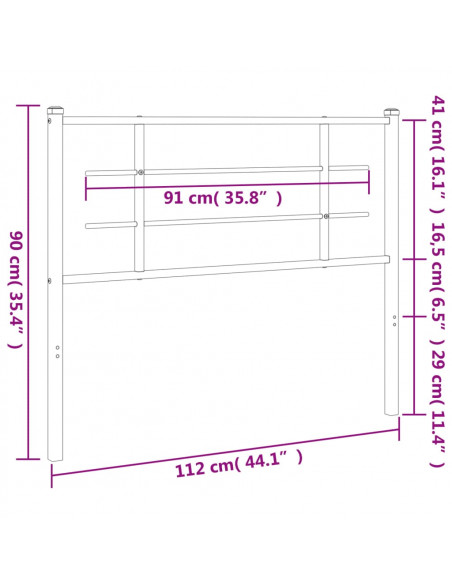 Testiera in Metallo Nero 107 cm