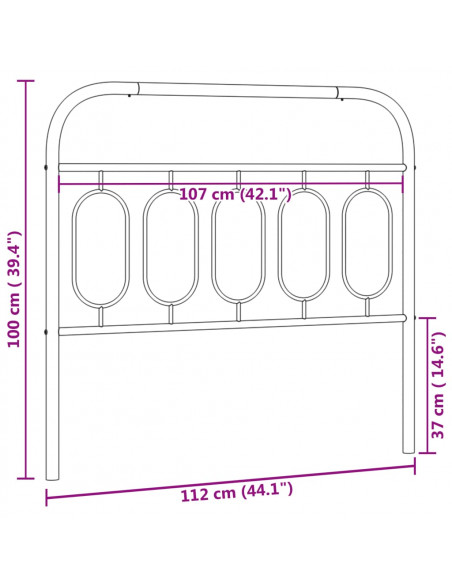 Testiera in Metallo Nero 107 cm