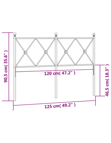 Testiera in Metallo Nero 120 cm