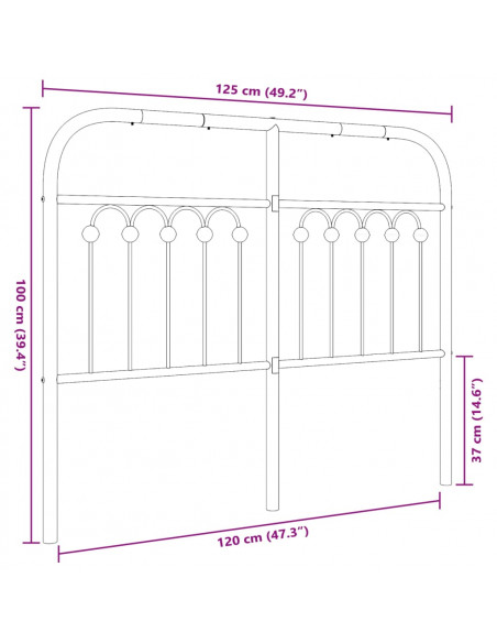 Testiera in Metallo Nero 120 cm