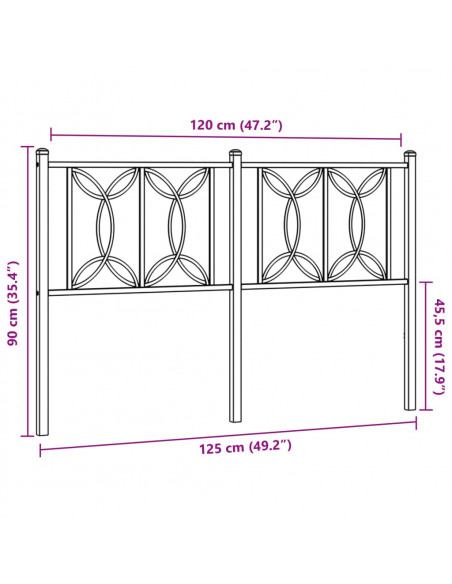Testiera in Metallo Nero 120 cm