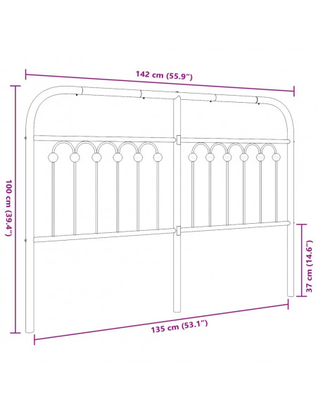 Testiera in Metallo Nero 135 cm
