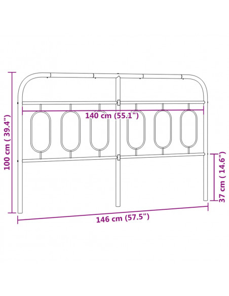 Testiera in Metallo Nero 140 cm