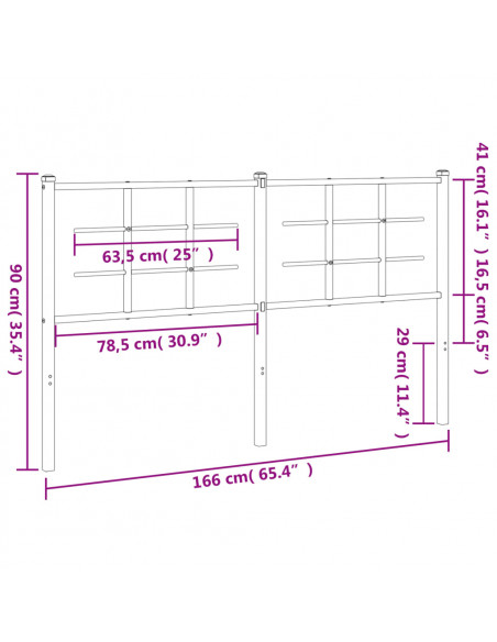 Testiera in Metallo Nero 160 cm