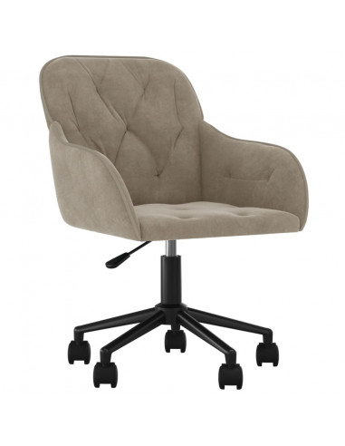 Sedia da Ufficio Girevole in Velluto Grigio Chiaro