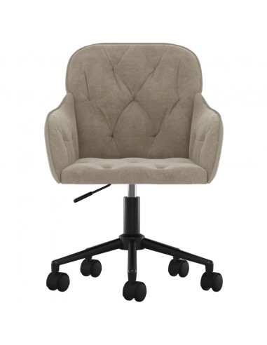 Sedia da Ufficio Girevole in Velluto Grigio Chiaro