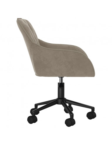 Sedia da Ufficio Girevole in Velluto Grigio Chiaro