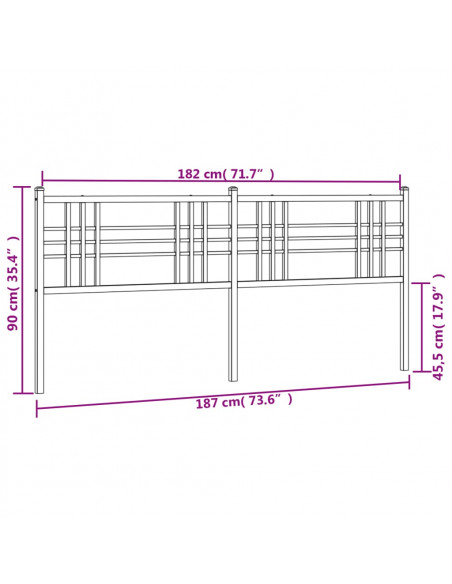 Testiera in Metallo Nero 180 cm