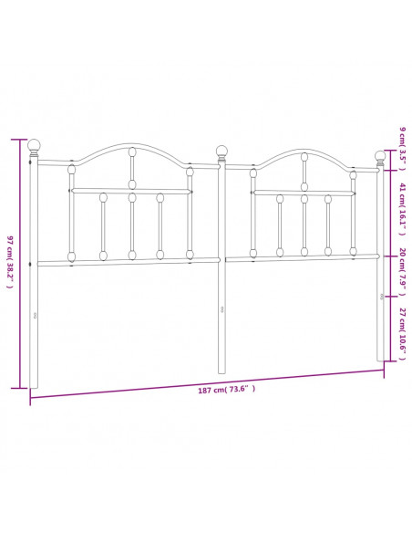 Testiera in Metallo Nero 180 cm