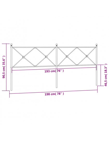 Testiera in Metallo Nero 193 cm