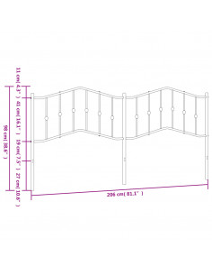 Testiera in Metallo Nero 200 cm