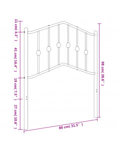 Testiera in Metallo Nero 75 cm