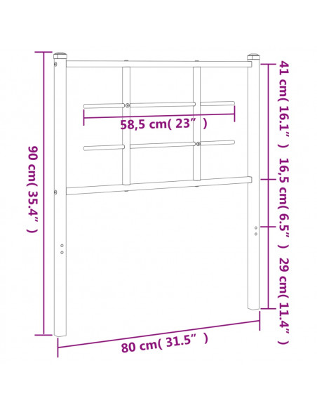Testiera in Metallo Nero 75 cm