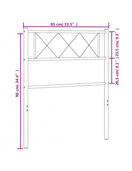 Testiera in Metallo Nero 80 cm