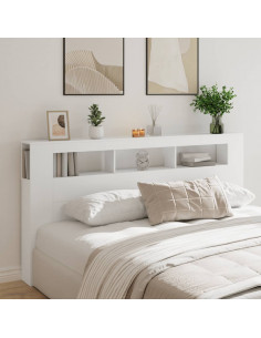 Testiera LED Bianca 200x18,5x103,5 cm Legno Multistrato