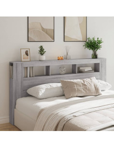 Testiera LED Grigio Sonoma 200x18,5x103,5 cm Legno Multistrato