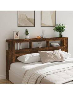 Testiera LED Rovere Fumo 200x18,5x103,5 cm Legno Multistrato