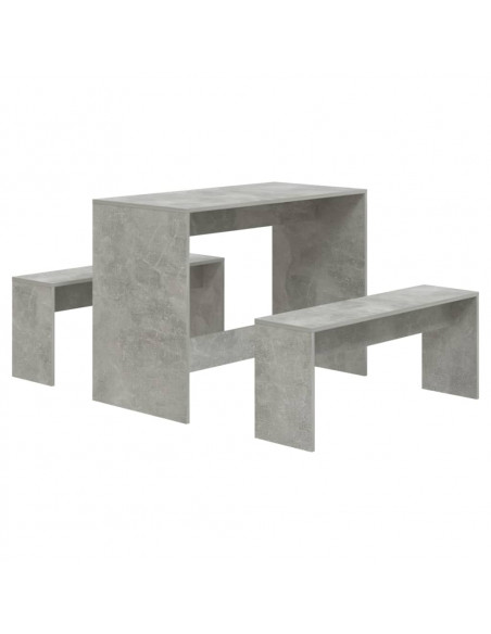 Set da Pranzo 3 Pz Grigio Cemento in Truciolato