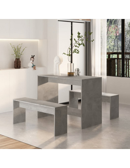 Set da Pranzo 3 Pz Grigio Cemento in Truciolato